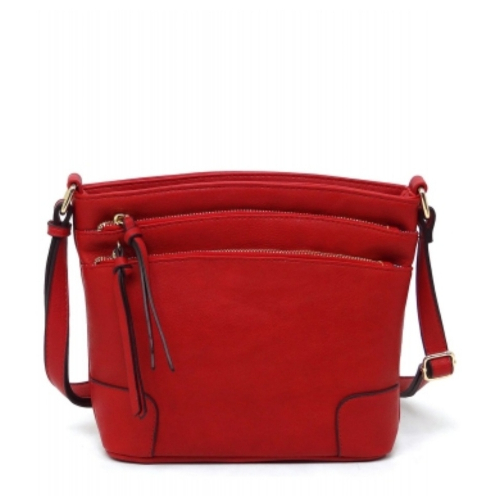 NWT Red Multi Zipper Crossbody Purse